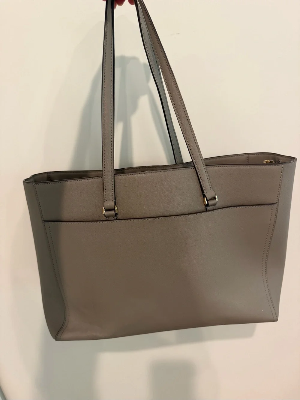 Tory Burch Taupe Leather Tote Bag - Picture 2 of 13